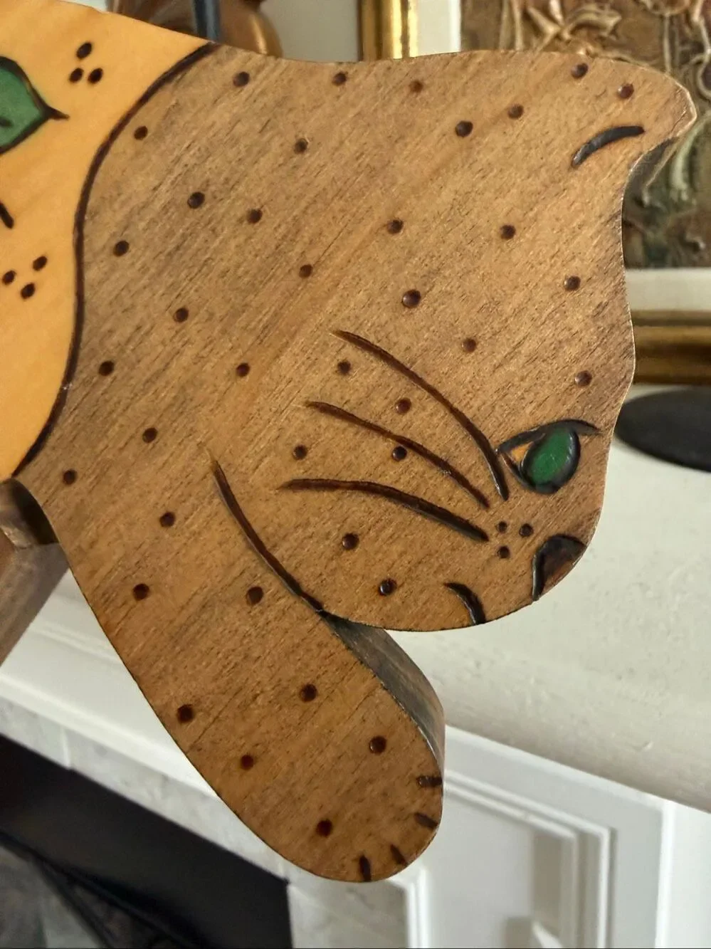 Vintage 80s 90s Wooden Cat Shelf Sitter